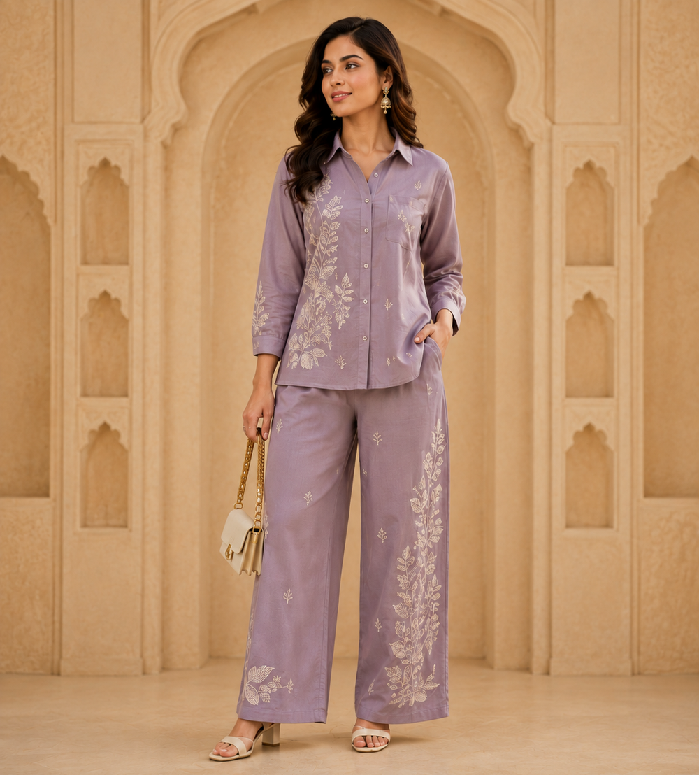 Lavender Embroidered Cordset