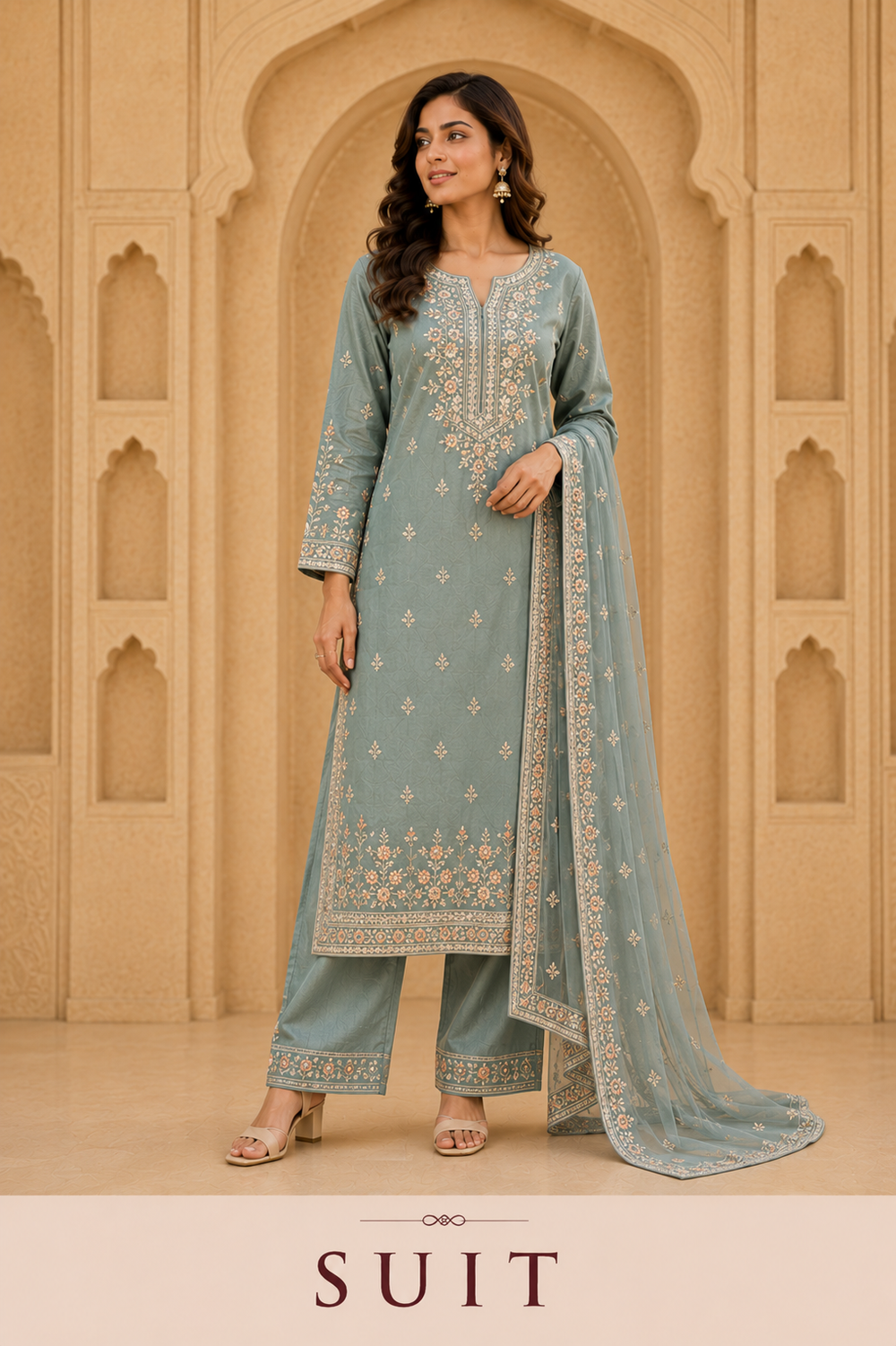 Pastel Embroidered Suit Set