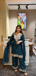 Teal Chiffon  Suit
