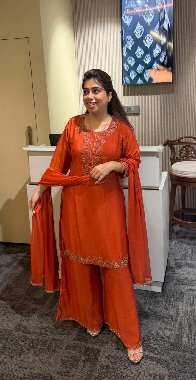 Rust Chiffon  Suit