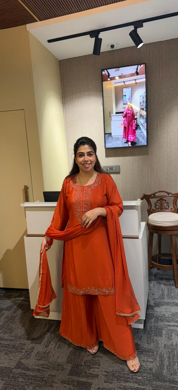 Rust Chiffon  Suit