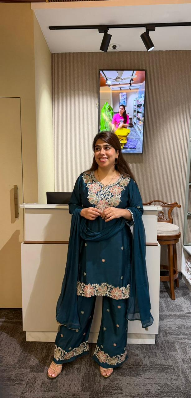 Teal Chiffon  Suit