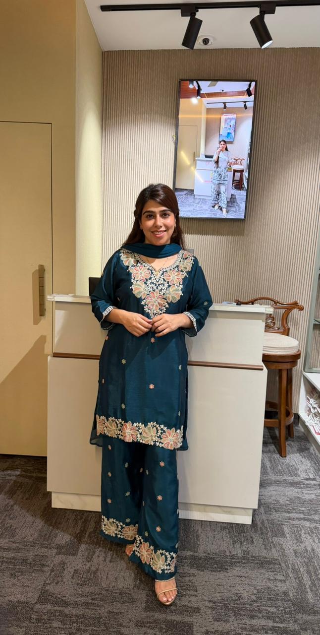 Teal Chiffon  Suit
