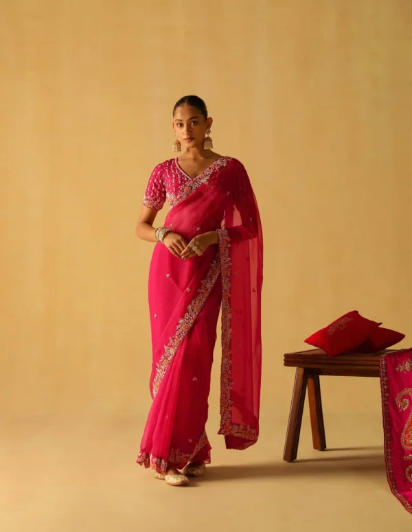 Rani Hotpink Saree Set